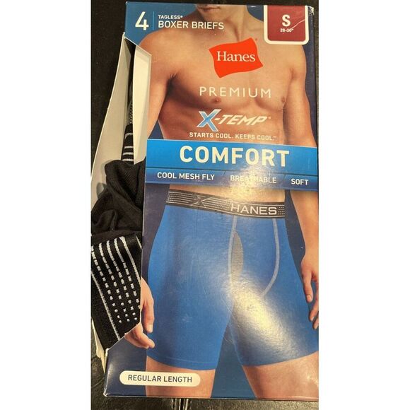 Hanes Men Size S (28-30) Premium X-Temp Comfort Cool Soft 4 Tagless Boxer Briefs - Picture 1 of 5